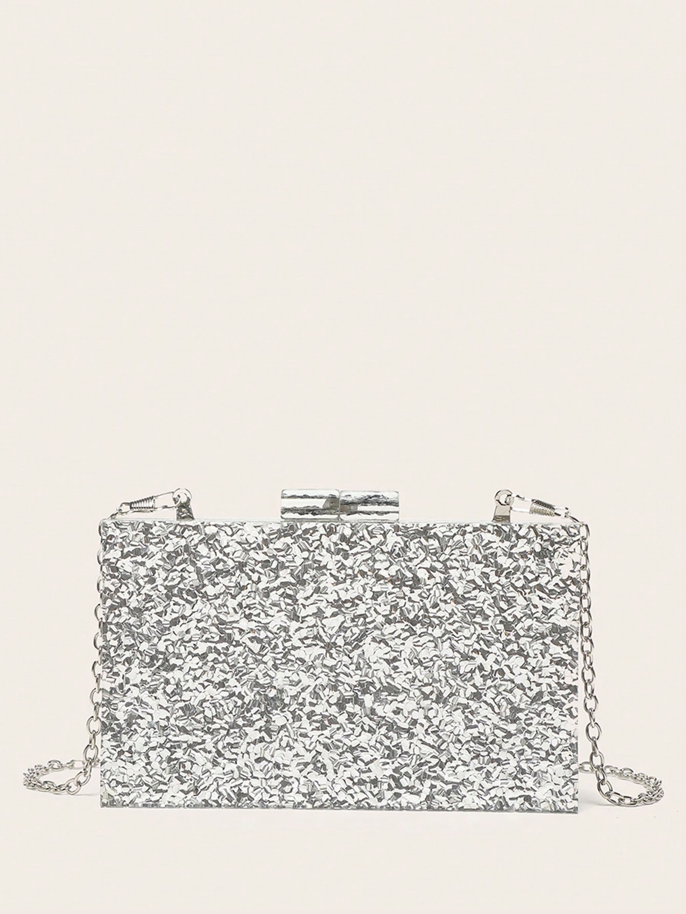 Мини-блестящий квадратный вечерний клатч в подарокMerry, серебро