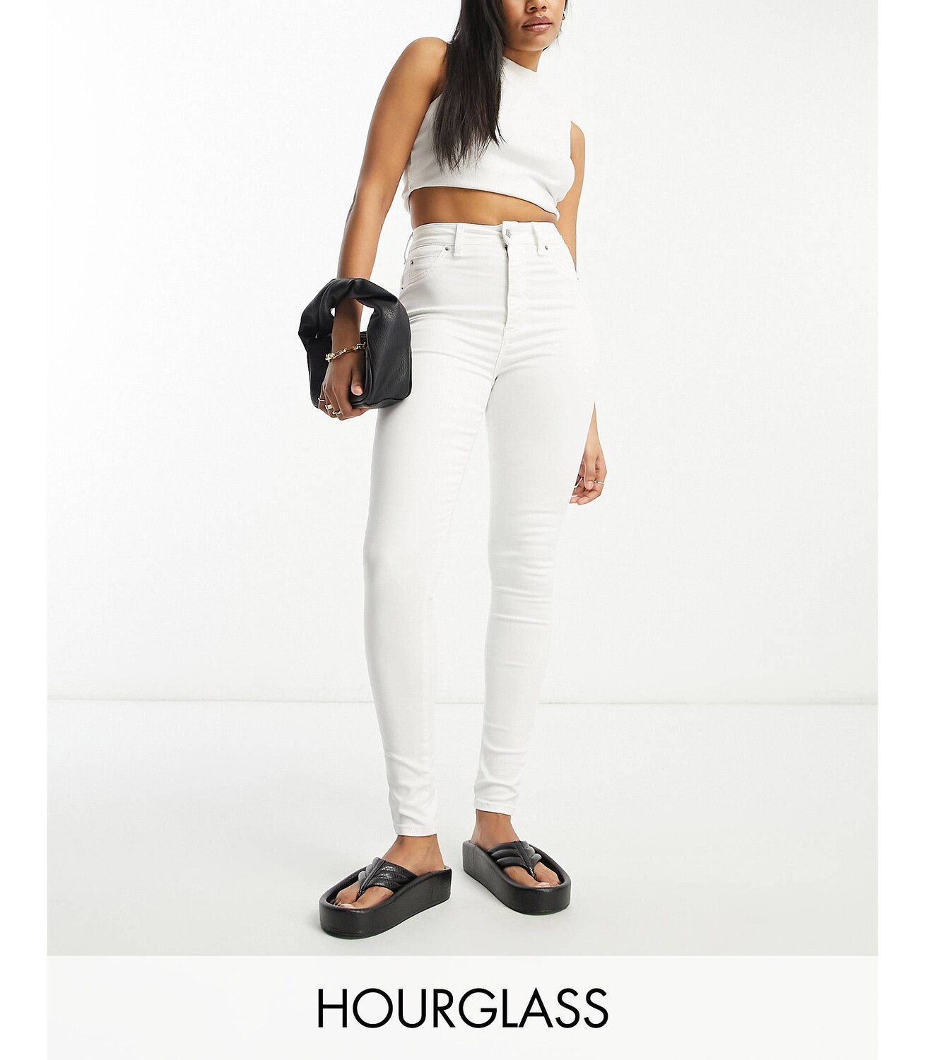 

Белые моделирующие джинсы скинни ASOS DESIGN Hourglass