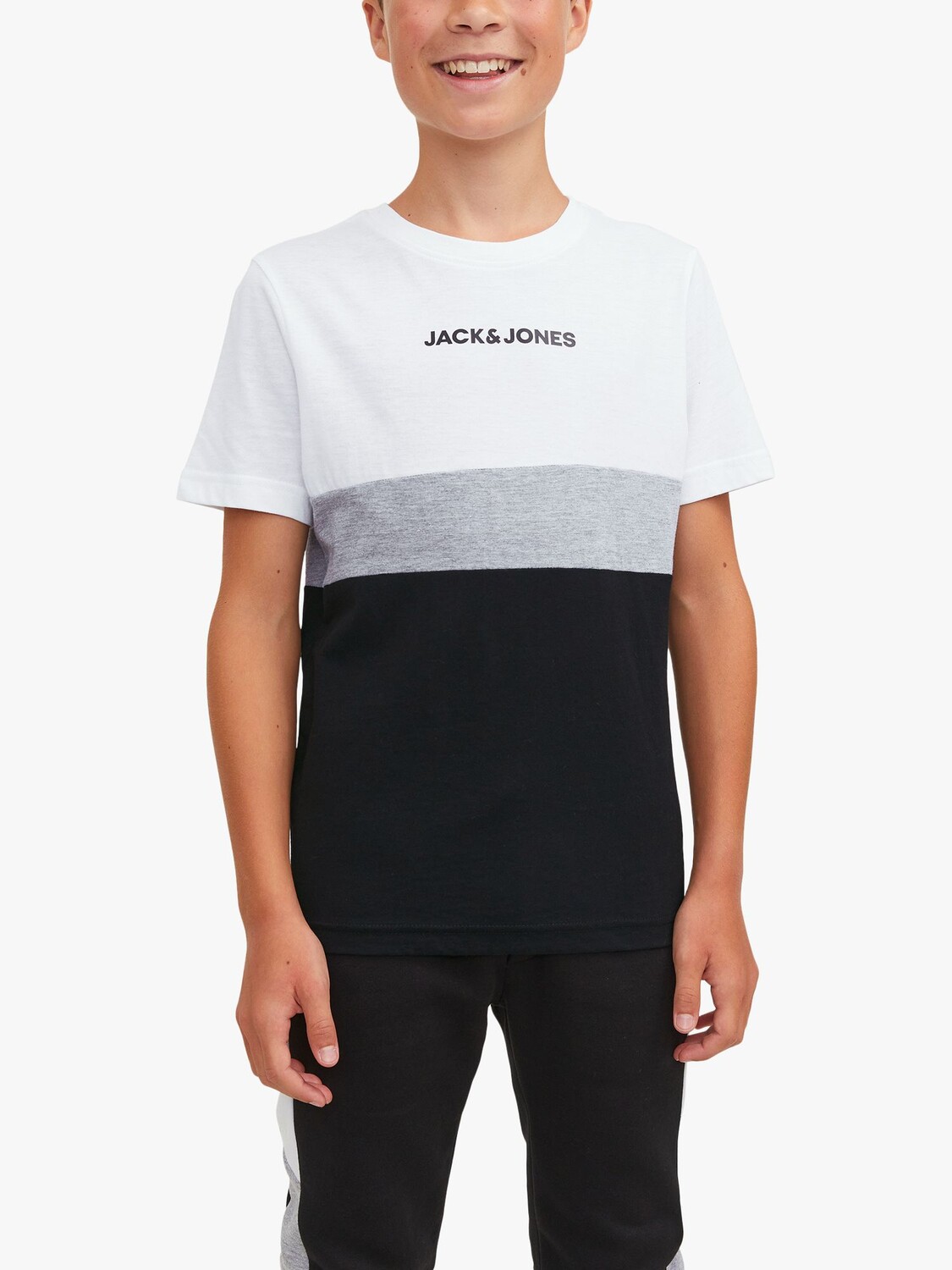

Детская футболка с цветными блоками Jack & Jones, белый/серый/черный
