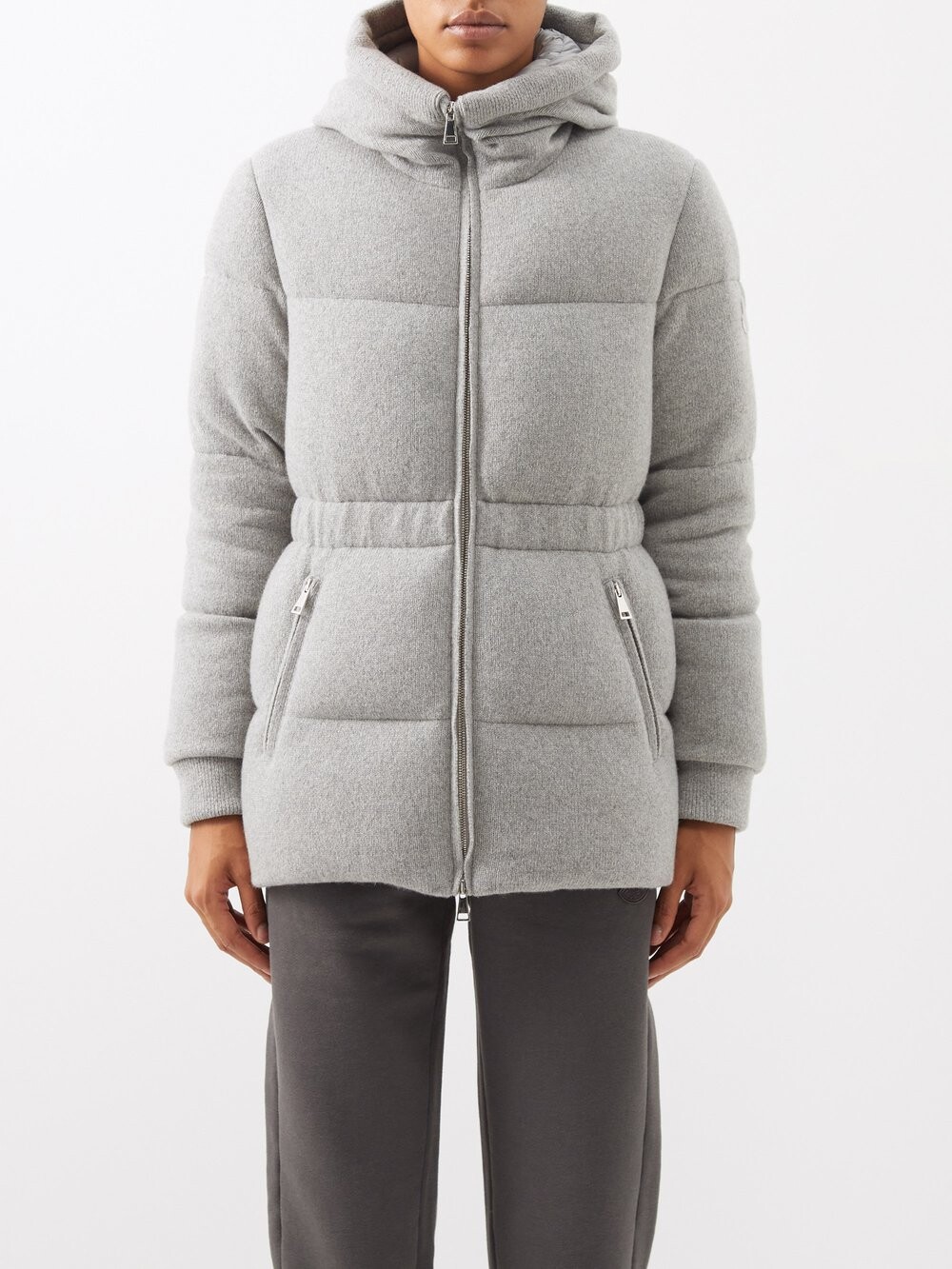 

Пуховик daval из переработанного кашемира Moncler, серый