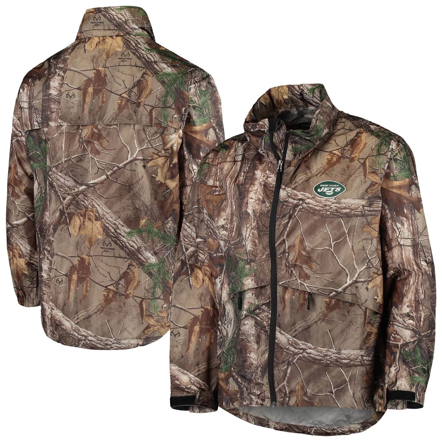 

Мужская водонепроницаемая складная куртка с молнией во всю длину Dunbrooke Realtree Camo New York Jets Circle Sportsman