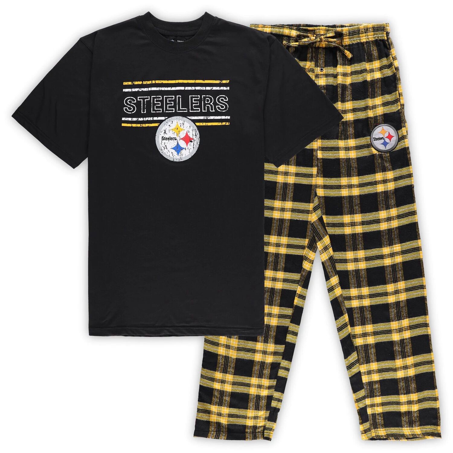 

Мужской фланелевой комплект для сна Concepts Sport черный/золотой Pittsburgh Steelers Big & Tall