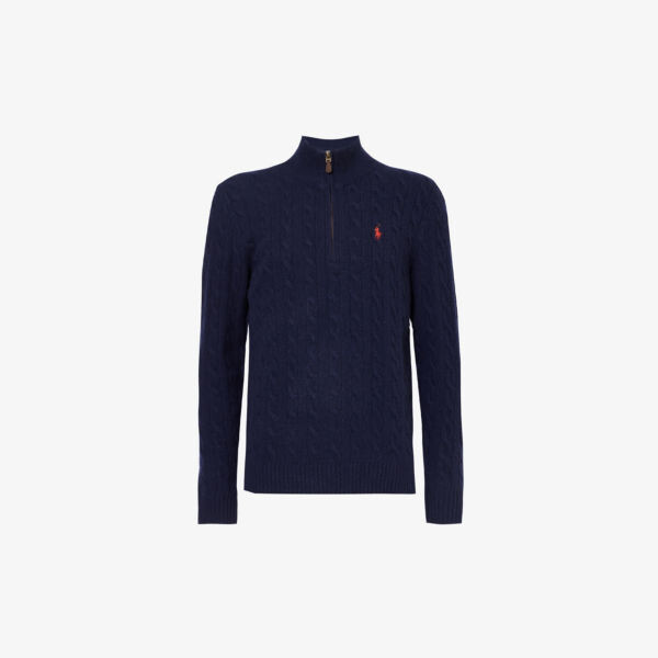 

Джемпер из смеси шерсти и кашемира с вышитым логотипом Polo Ralph Lauren, цвет hunter navy