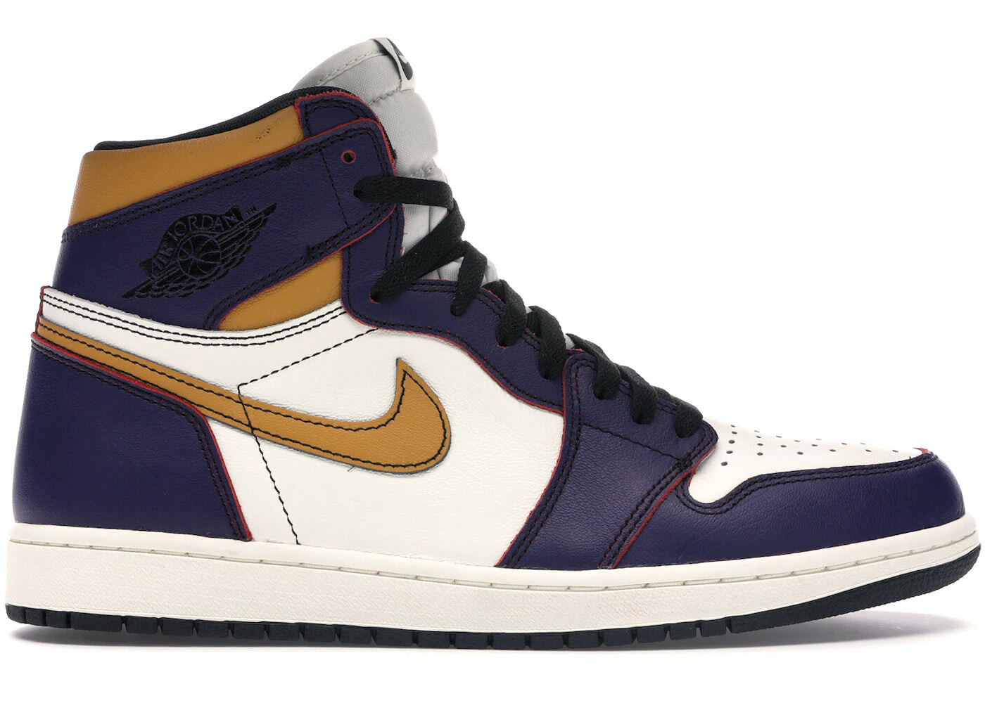 

Кроссовки Nike Air Jordan 1 Retro High OG Defiant SB LA to Chicago, фиолетовый / черный / золотой