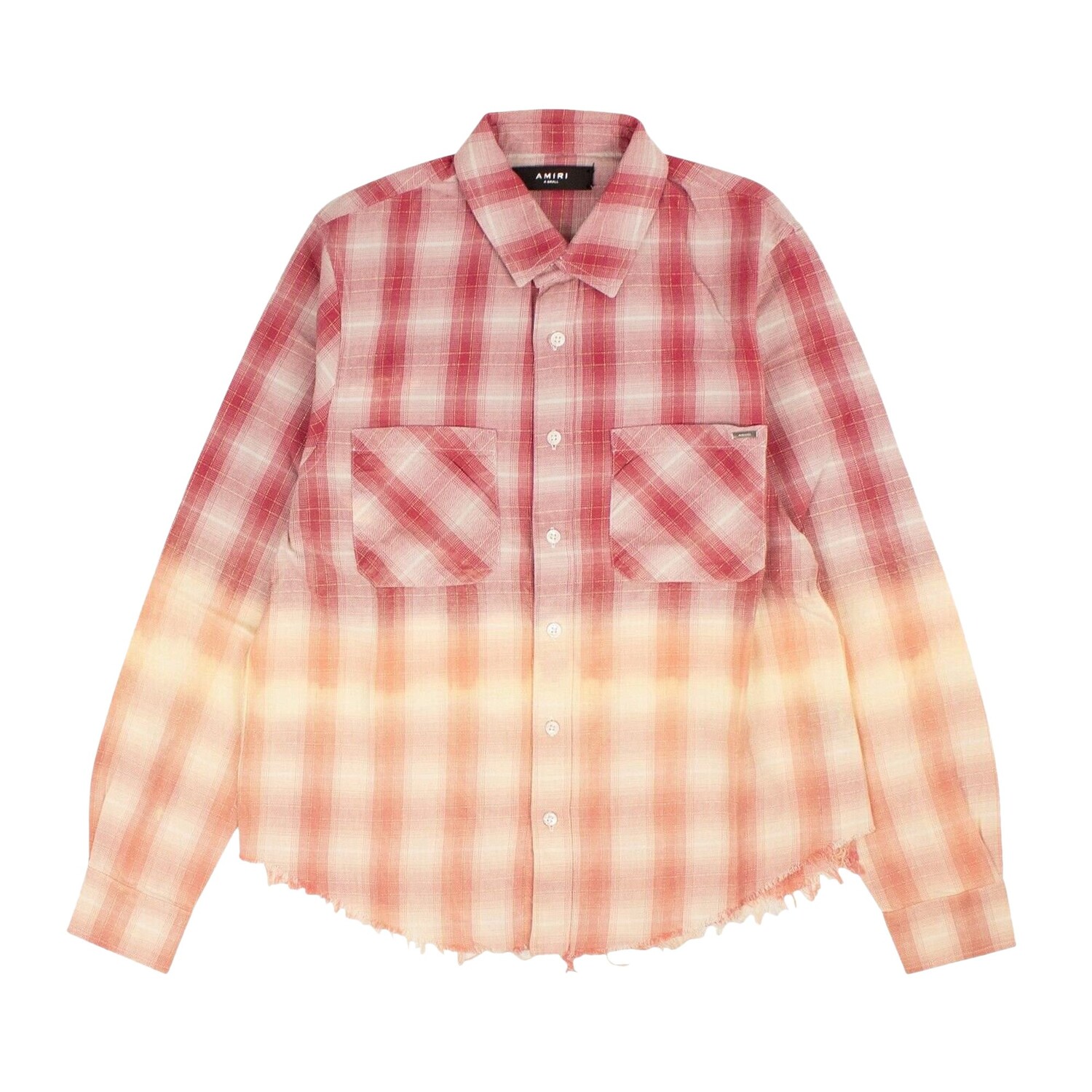 

Рубашка в клетку с необработанными краями Amiri Ombre с люрексом, цвет Красный