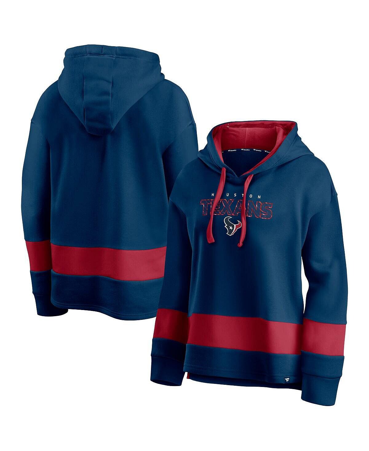

Женский фирменный пуловер с капюшоном темно-синего и красного цвета Houston Texans Colors of Pride с цветными блоками Fanatics