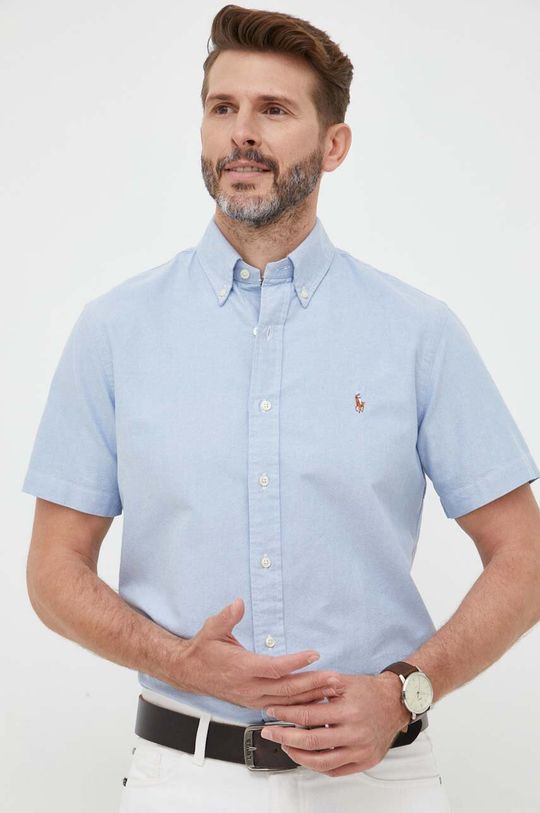 Хлопчатобумажную рубашку Polo Ralph Lauren, синий цена и фото