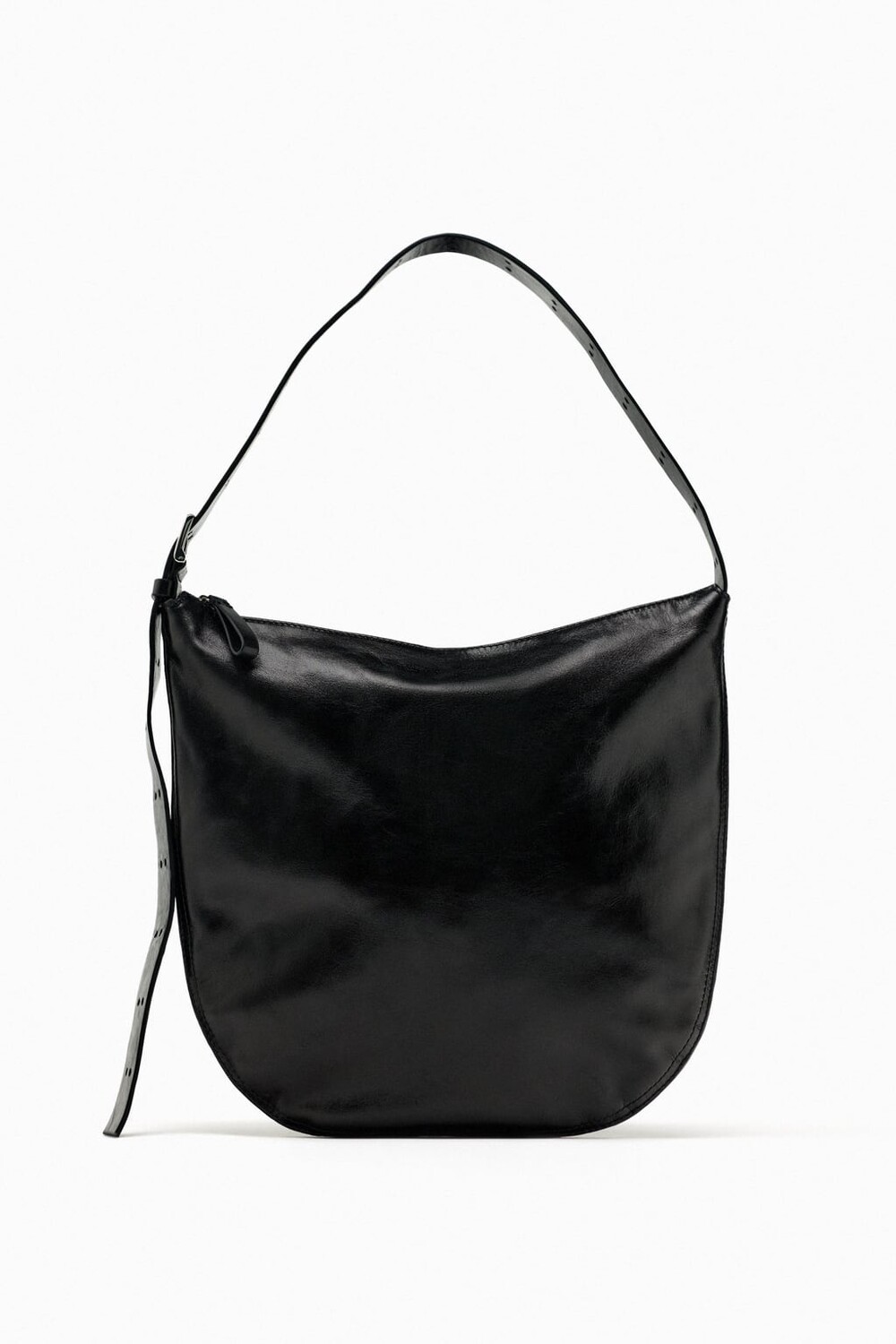 

Кожаная сумка через плечо ZARA, черный