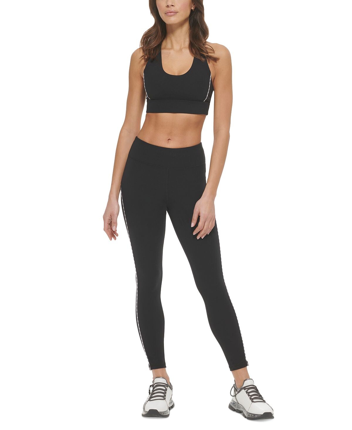 

Женские леггинсы с логотипом 7/8 DKNY, черный