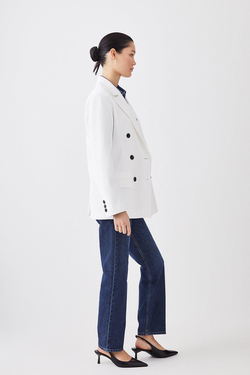 Двубортный пиджак с острыми плечами Karen Millen, белый