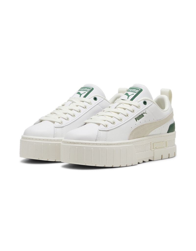 Белые кроссовки Puma Mayze с зелеными деталями