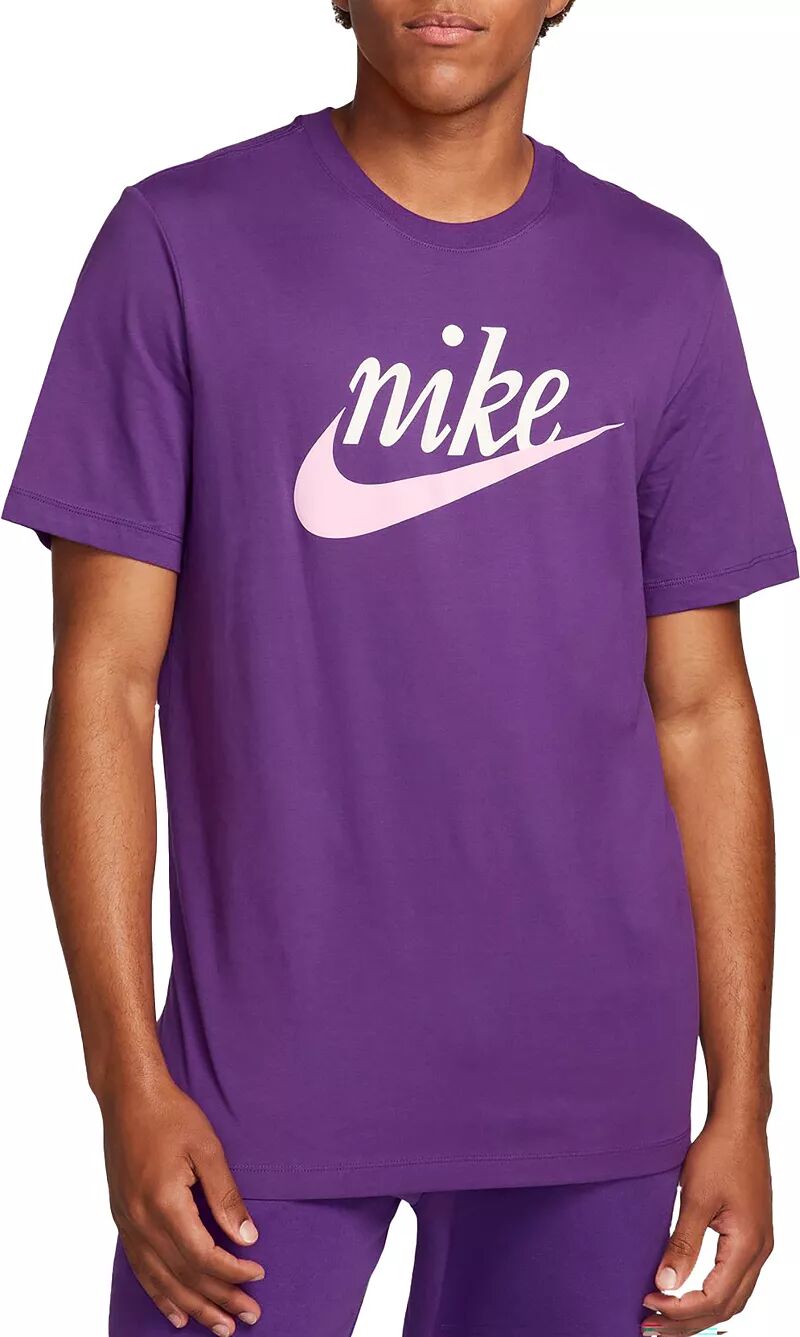 Мужская футболка с коротким рукавом Nike Sportswear с графическим рисунком, фиолетовый белая футболка с абстрактным рисунком топы с графическим рисунком 3d рубашки летняя крутая футболка с коротким рукавом