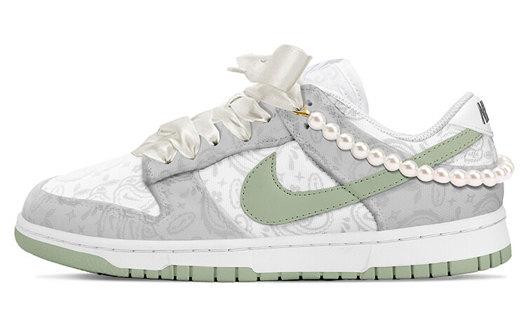 

Кроссовки Nike Dunk Skateboarding Shoes Women's Low-top Grey White Green, серый