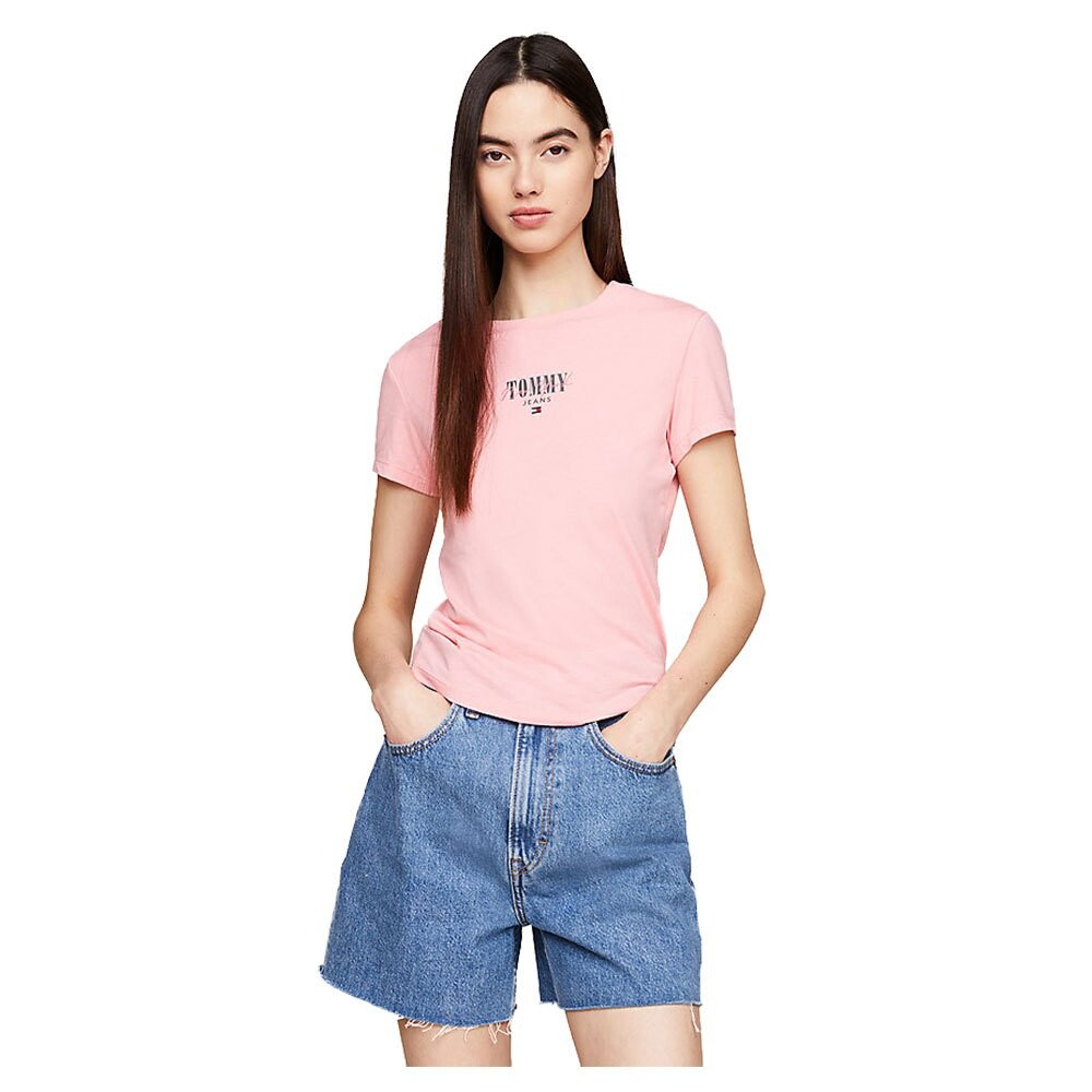 

Футболка с коротким рукавом Tommy Jeans Slim Essntl Logo 1 Ext, розовый