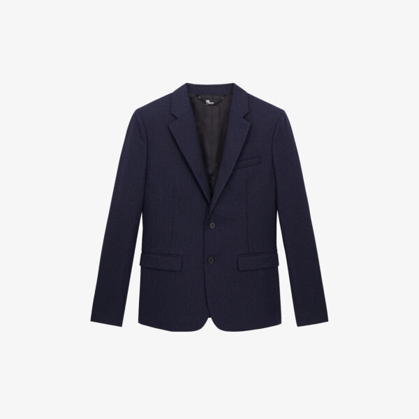 

Однобортный жакет из шерсти приталенного кроя The Kooples, темно-синий