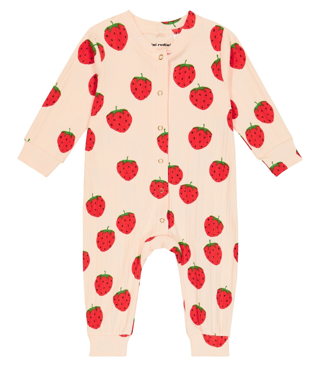 

Детский комбинезон из смесового хлопка с клубникой Mini Rodini, белый