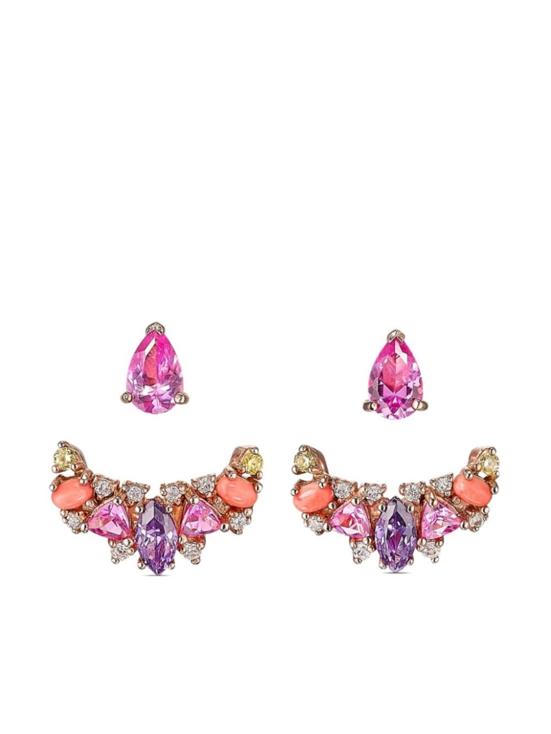 

Серьги Twinkle Ear-Jacket из желтого золота Anabela Chan, розовый