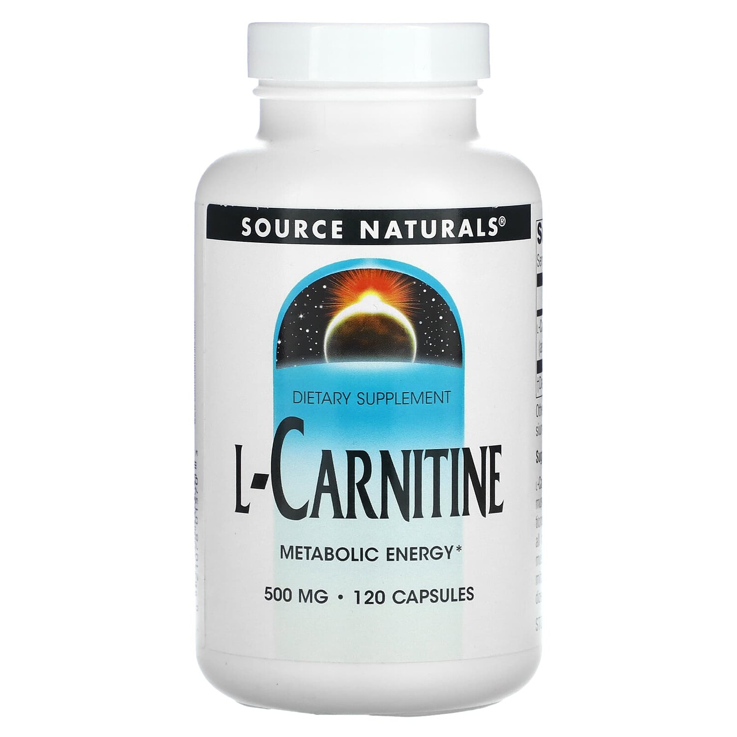 

L-карнитин, 500 мг, 120 капсул, Source Naturals