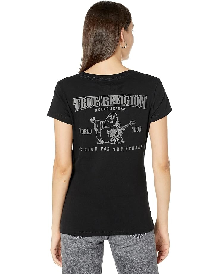 

Футболка True Religion Classic Buddha Short Sleeve V-Neck Tee, цвет Onyx