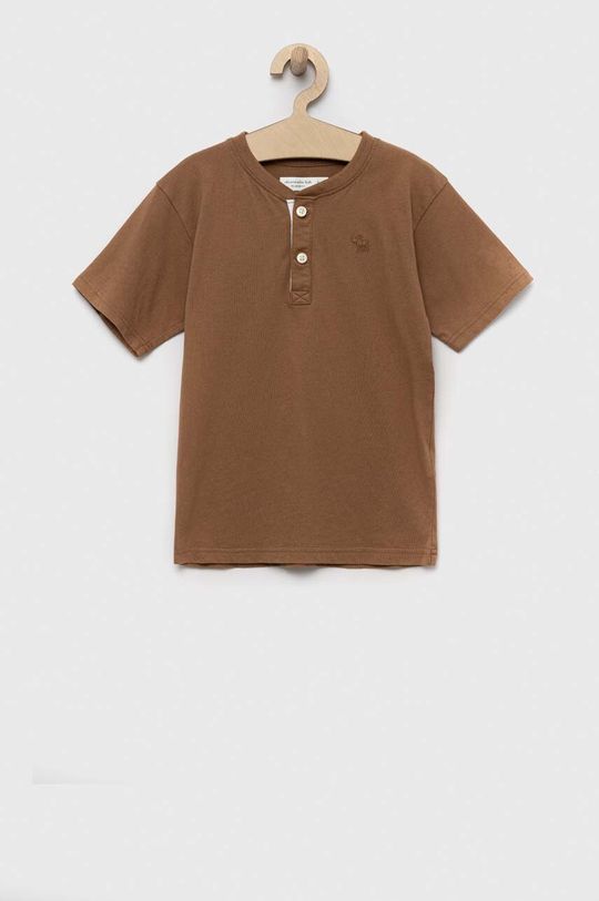 Детская хлопковая футболка Abercrombie & Fitch, коричневый