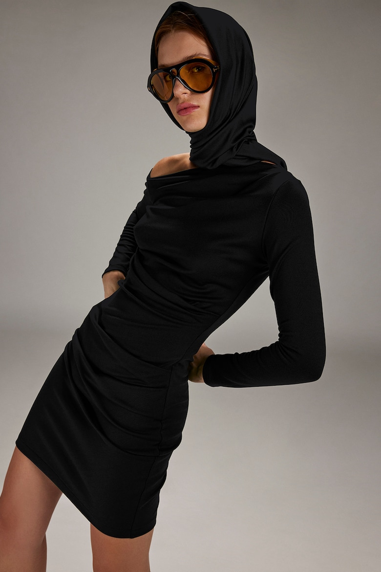 Приталенное платье с асимметричным вырезом Alina Cernatescu, коричневый платье цвета ворона с квадратным вырезом alina cernatescu черный