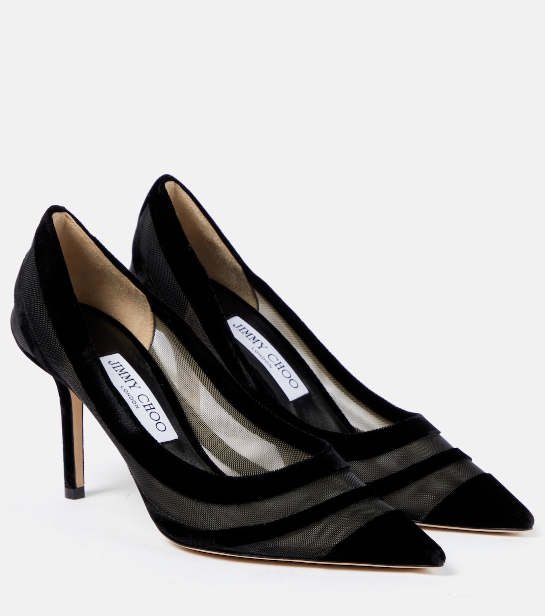 

Туфли love 85 из бархата и сетки Jimmy Choo, черный