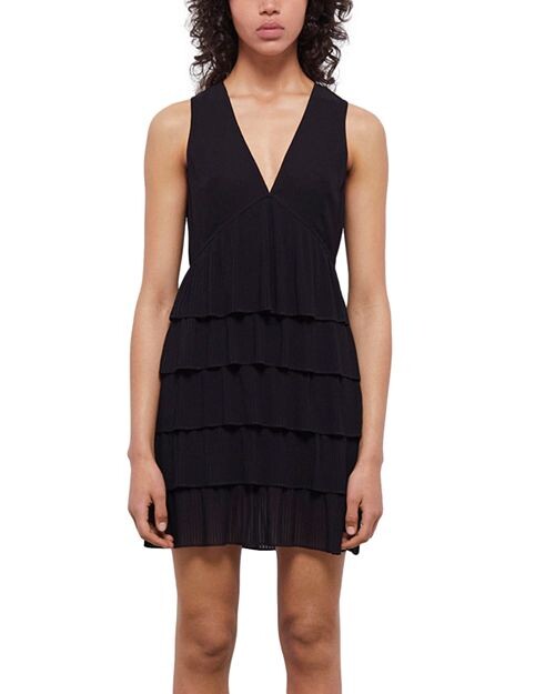 

Многоярусное платье Babydoll без рукавов The Kooples, цвет Black