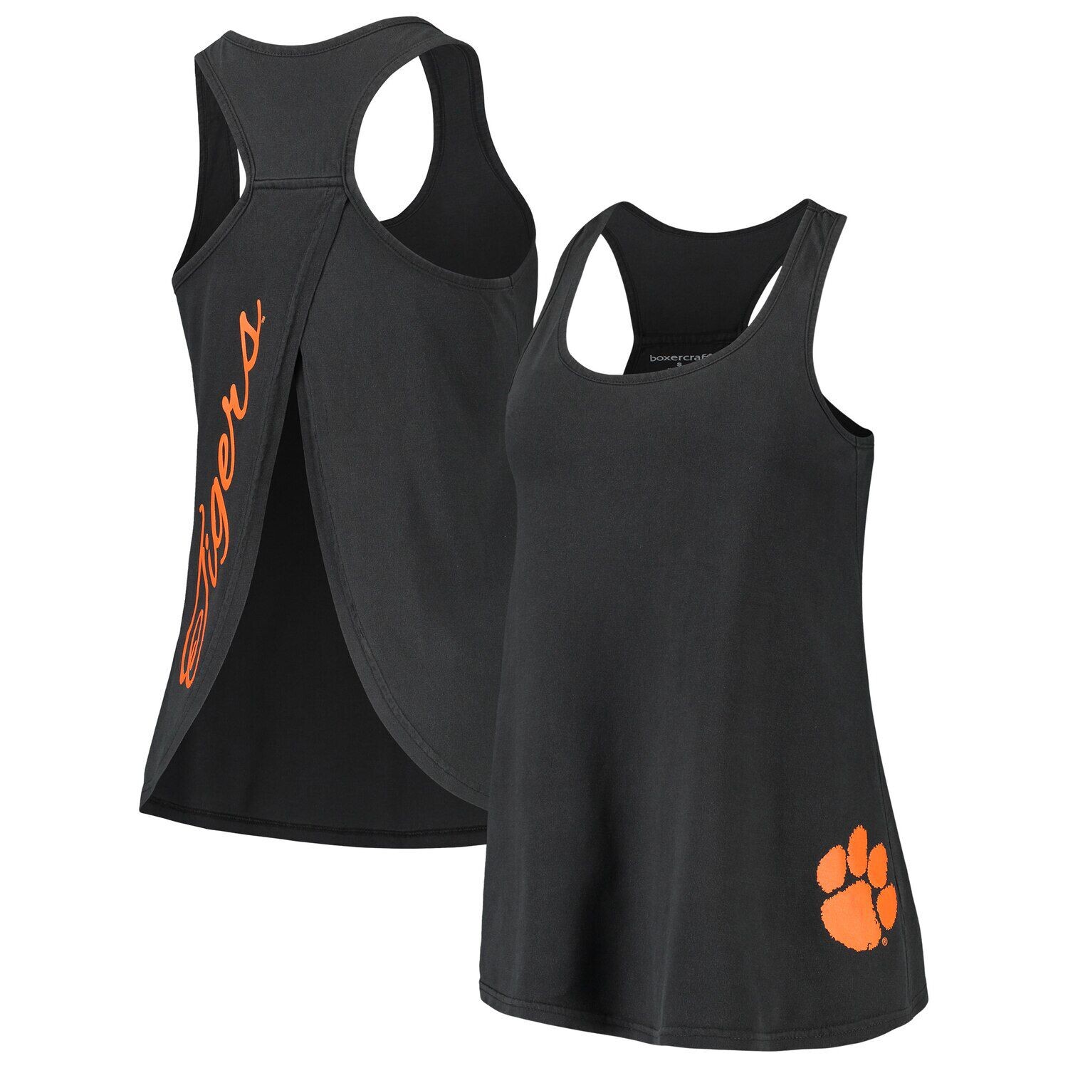 

Женская черная майка Clemson Tigers Vintage Charm с открытой спиной, Черный