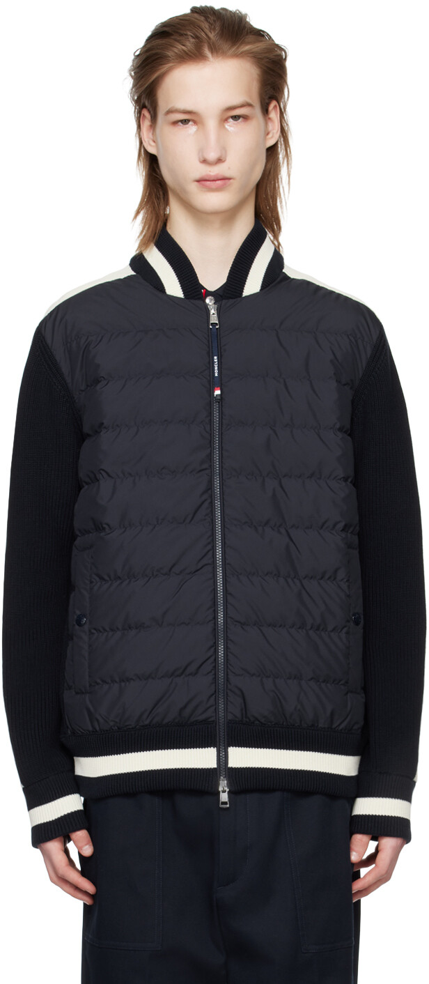 

Темно-синий стеганый пуховый кардиган Moncler
