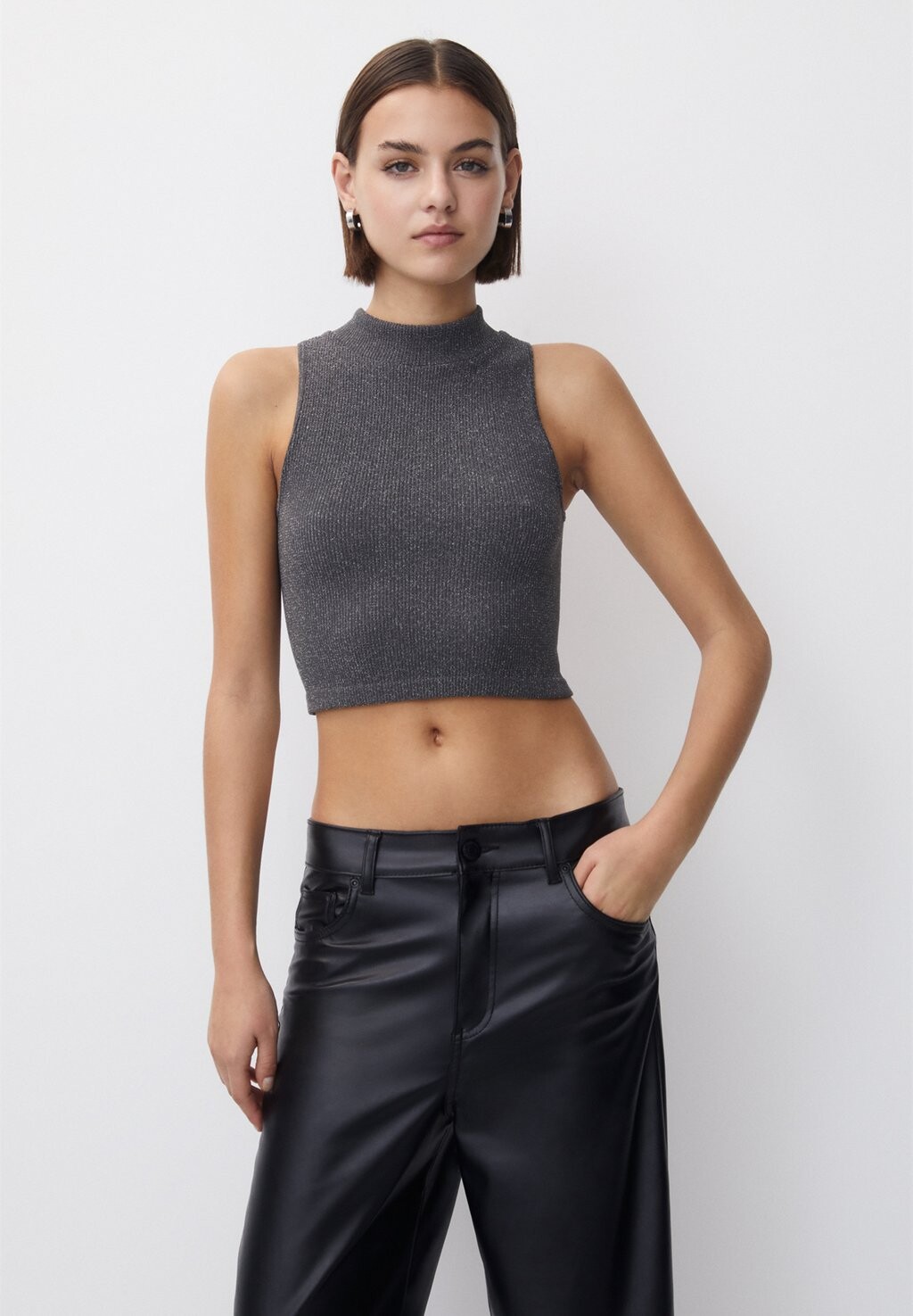 

Топ Mock Neck PULL&BEAR, цвет grey