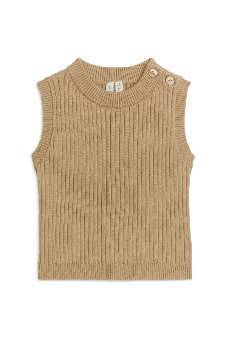 

Хлопковый жилет рельефной вязки H&M, бежевый