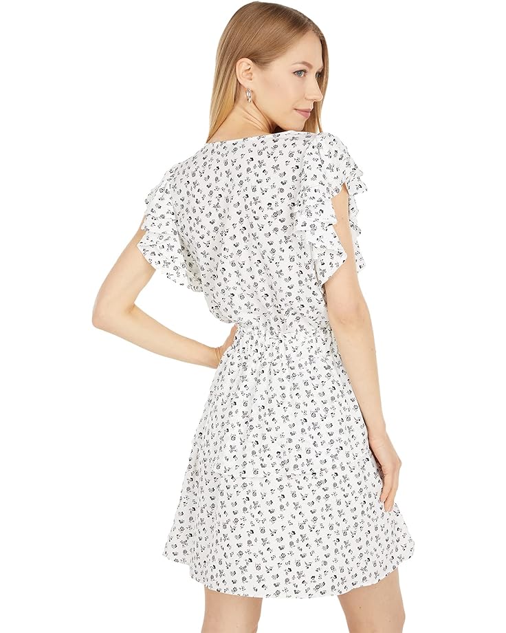 Платье 1.STATE V-Neck Smocked Ruffle Dress, цвет Delicate Flower White фотографии