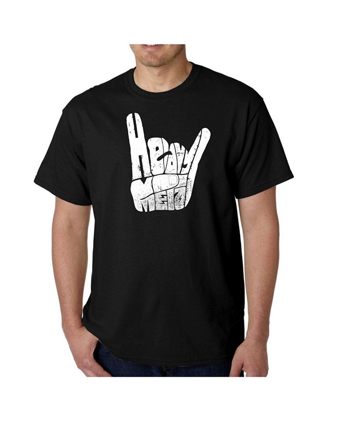 Мужская футболка с рисунком Word Art — Хэви-метал LA Pop Art, черный мужская футболка жест коза рок s красный