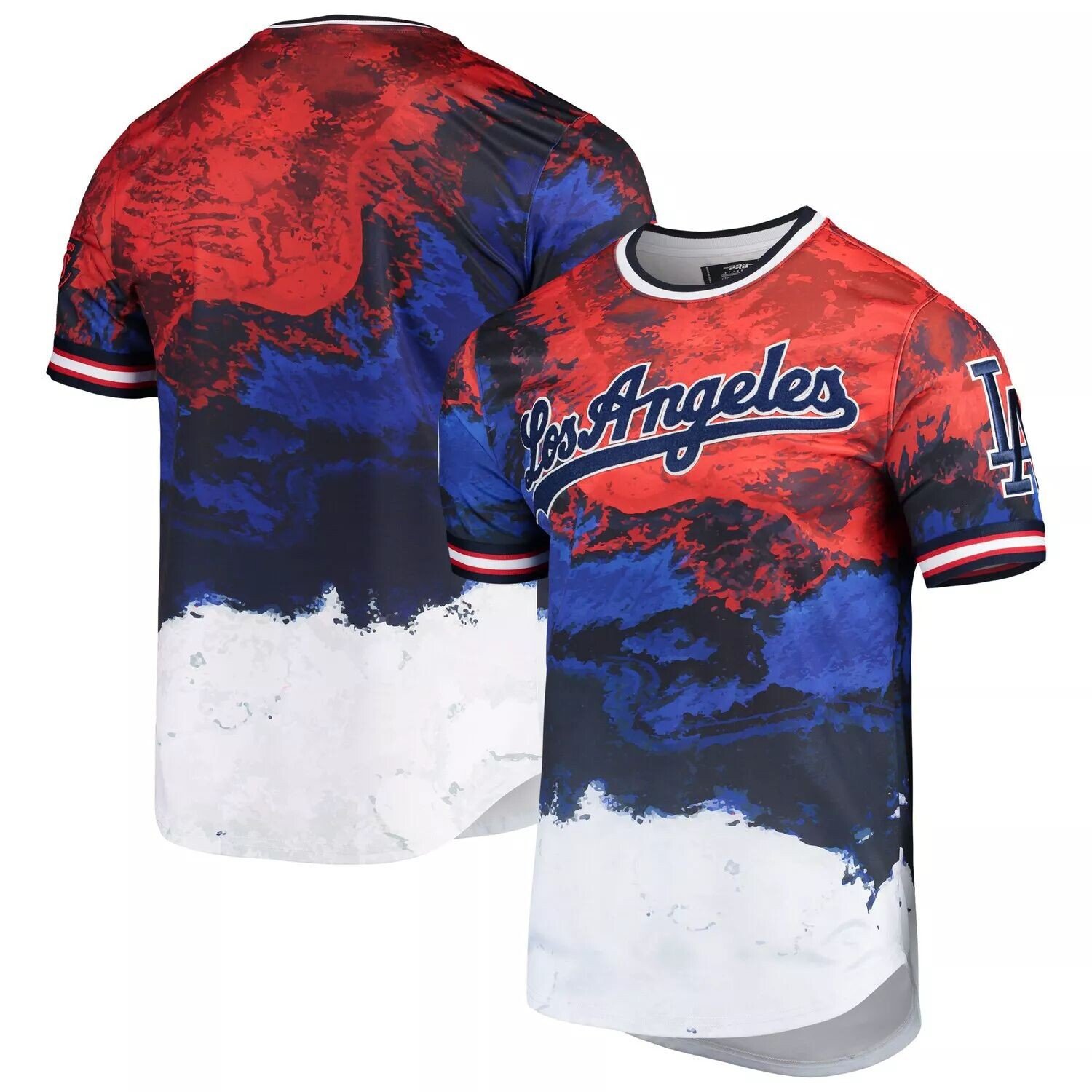 

Мужская красная/королевская футболка Los Angeles Dodgers красно-бело-синяя с Dip Dye, Красный