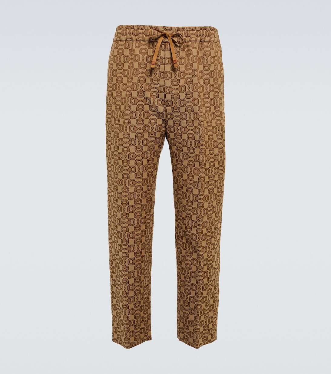 

Жаккардовые брюки Horsebit из смесового хлопка Gucci, бежевый