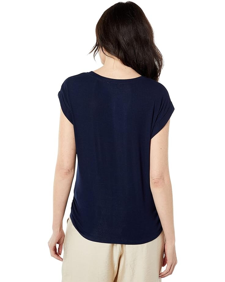 

Футболка Vince Camuto Short Sleeve Knot Front Rib Tee, цвет Classic Navy