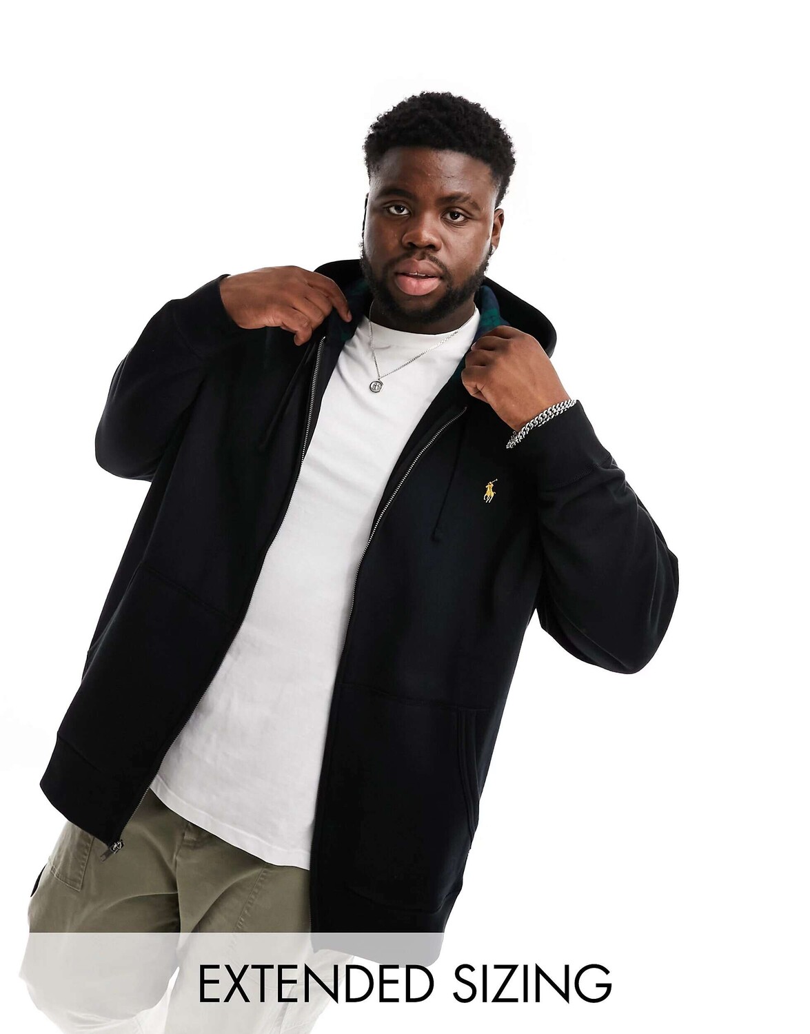 

Черная флисовая толстовка на молнии с золотым логотипом Polo Ralph Lauren Big & Tall, Черный