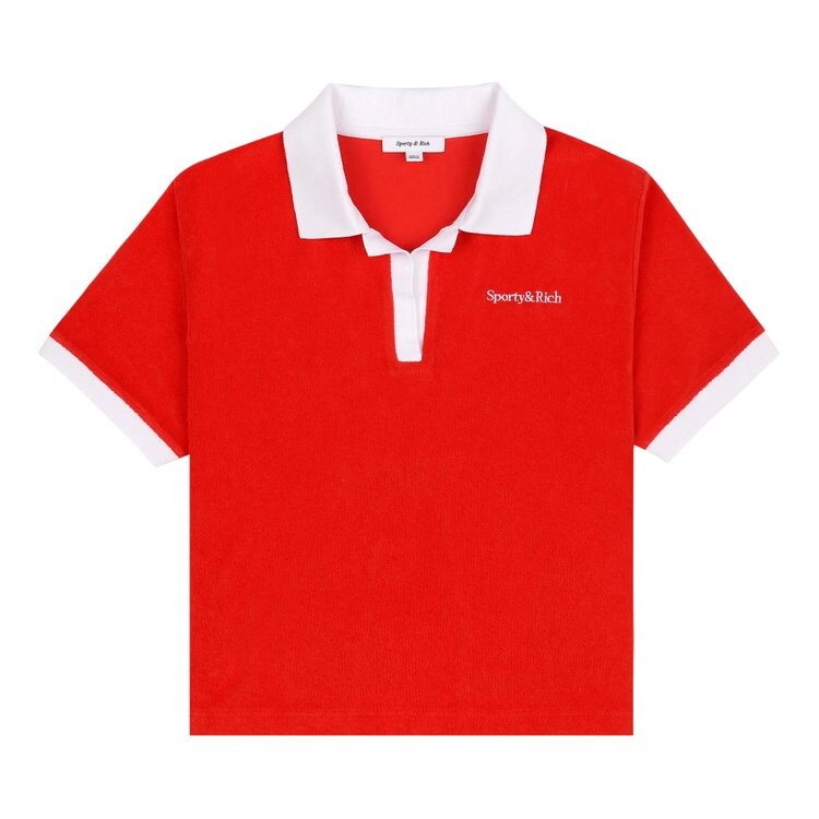 

Поло Sporty & Rich Serif Logo Terry Polo, цвет Bright Red/White