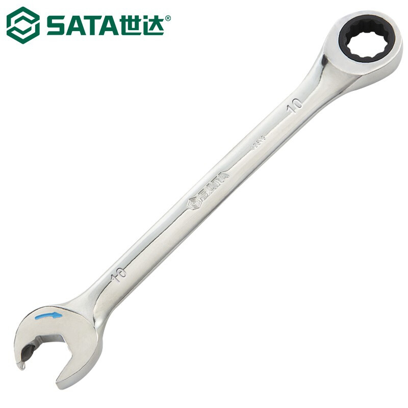 SATA 43618 Ключ с храповым механизмом Ключ для цветов сливы с фиксированной головкой Открытие для цветов сливы Быстрый ключ двойного назначения Полностью полированный хром-ванадиевая сталь с высоким крутящим моментом 24 мм