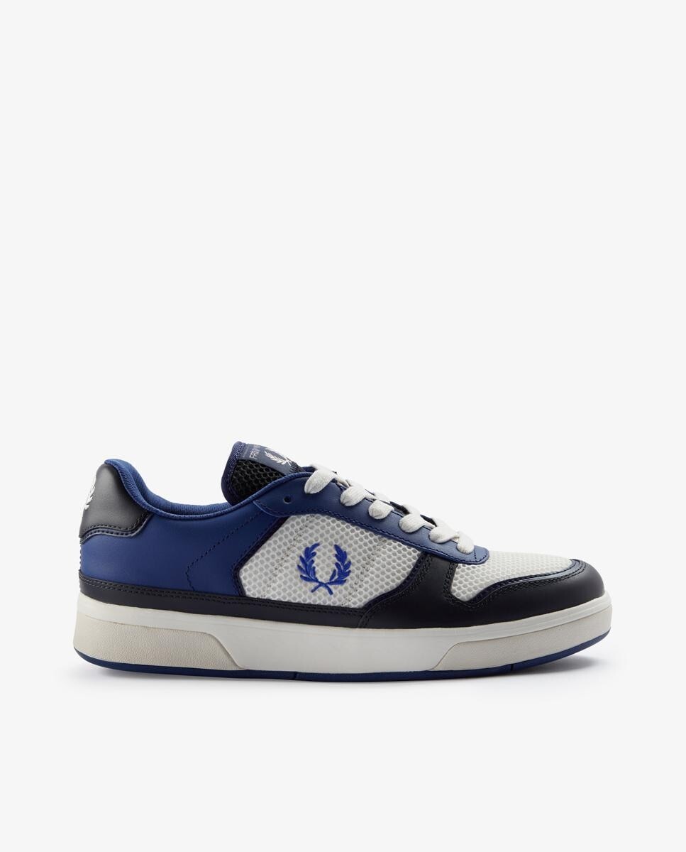 

Кожаные кроссовки унисекс с синими шнурками и рисунком сбоку Fred Perry, синий