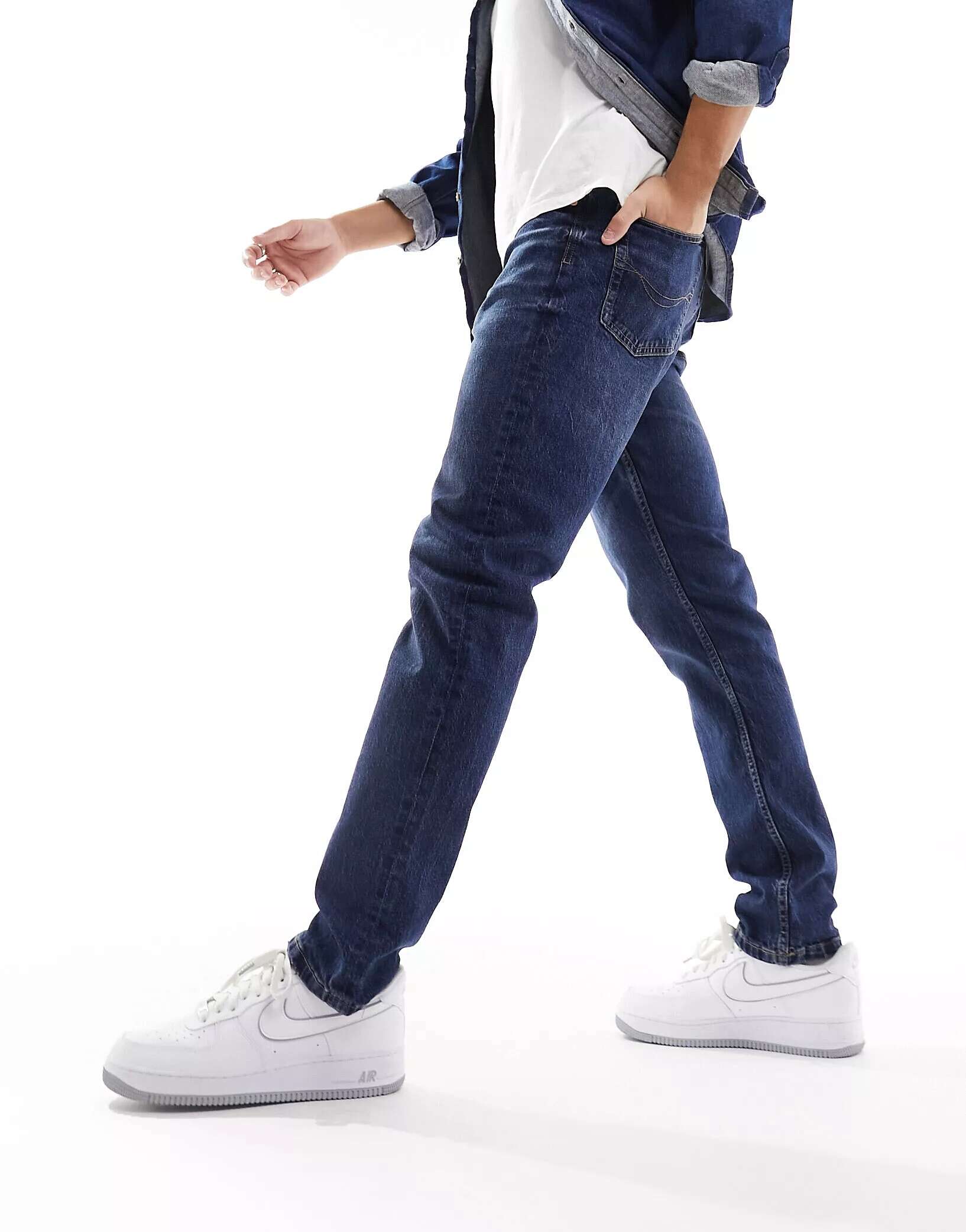 Синие джинсы прямого кроя Pull&Bear белые джинсы прямого кроя pull