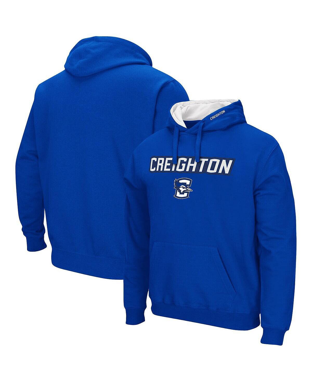 

Мужской синий пуловер с капюшоном Creighton Bluejays Arch и Logo Colosseum
