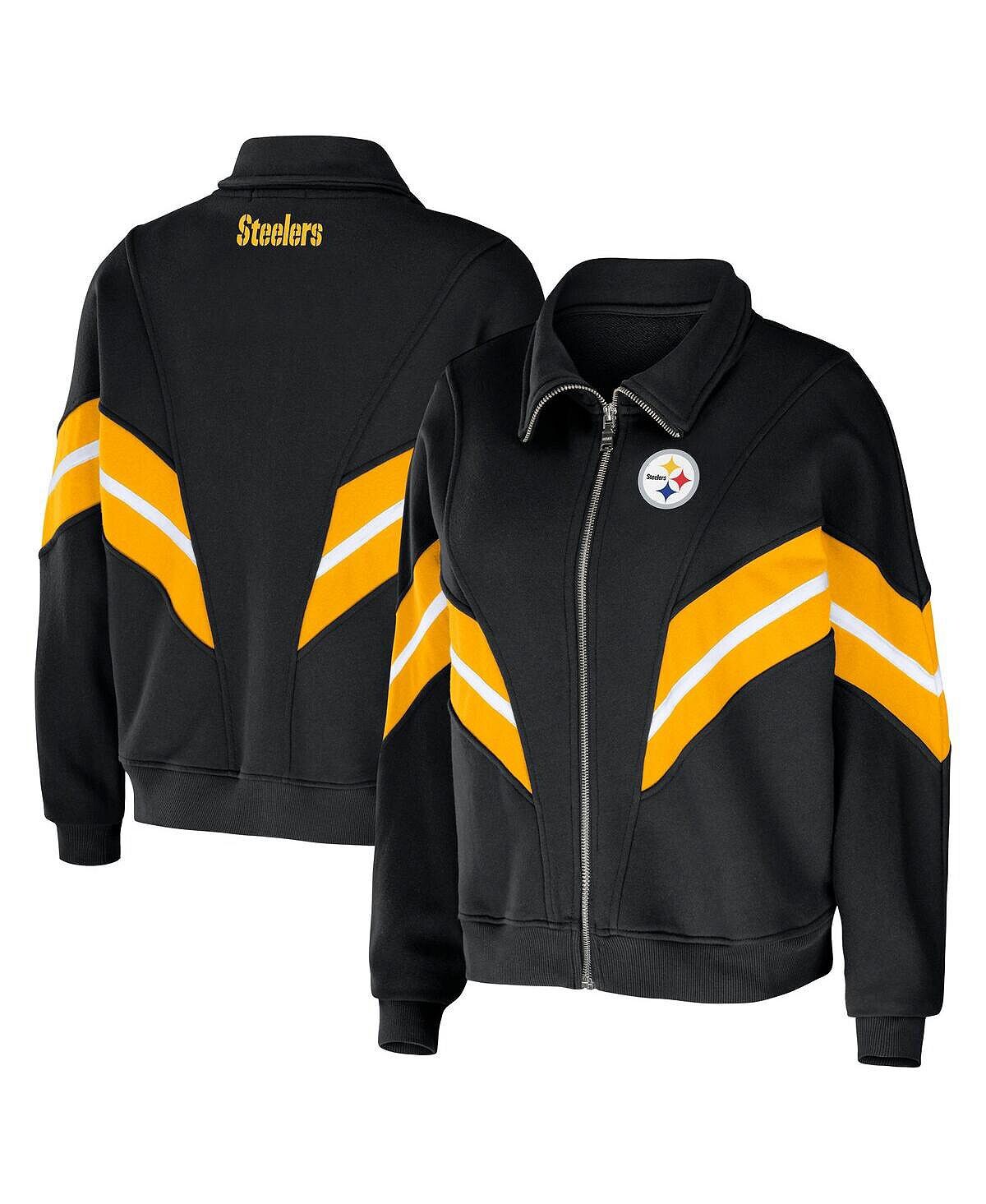 

Черная женская куртка с молнией во всю длину в полоску Pittsburgh Steelers Yarn Dye Stripe WEAR by Erin Andrews, черный