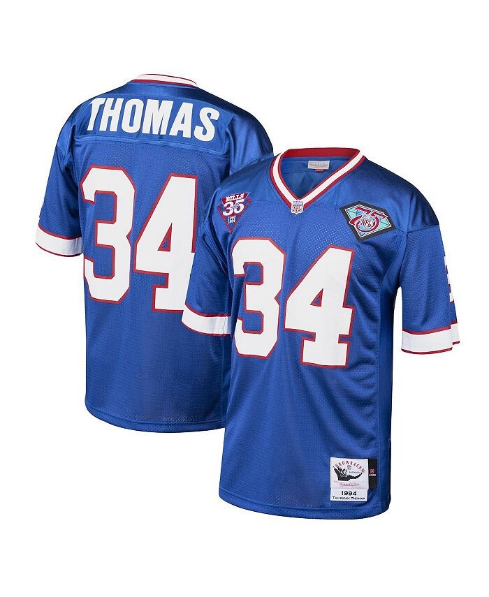 

Мужская футболка Thurman Thomas Royal Buffalo Bills 1994 года с подлинными воспоминаниями о вышедшем на пенсию игроке Mitchell & Ness, синий