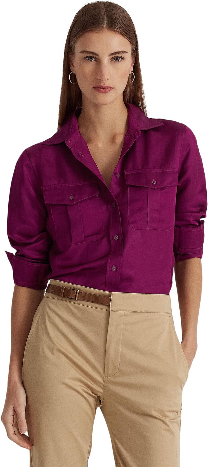 

Атласная рубашка из шантунга LAUREN Ralph Lauren, цвет Plum Caspia