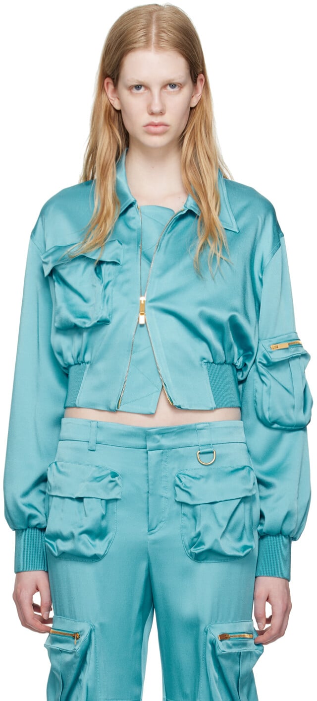 

Синяя куртка-бомбер карго Blumarine, Синий