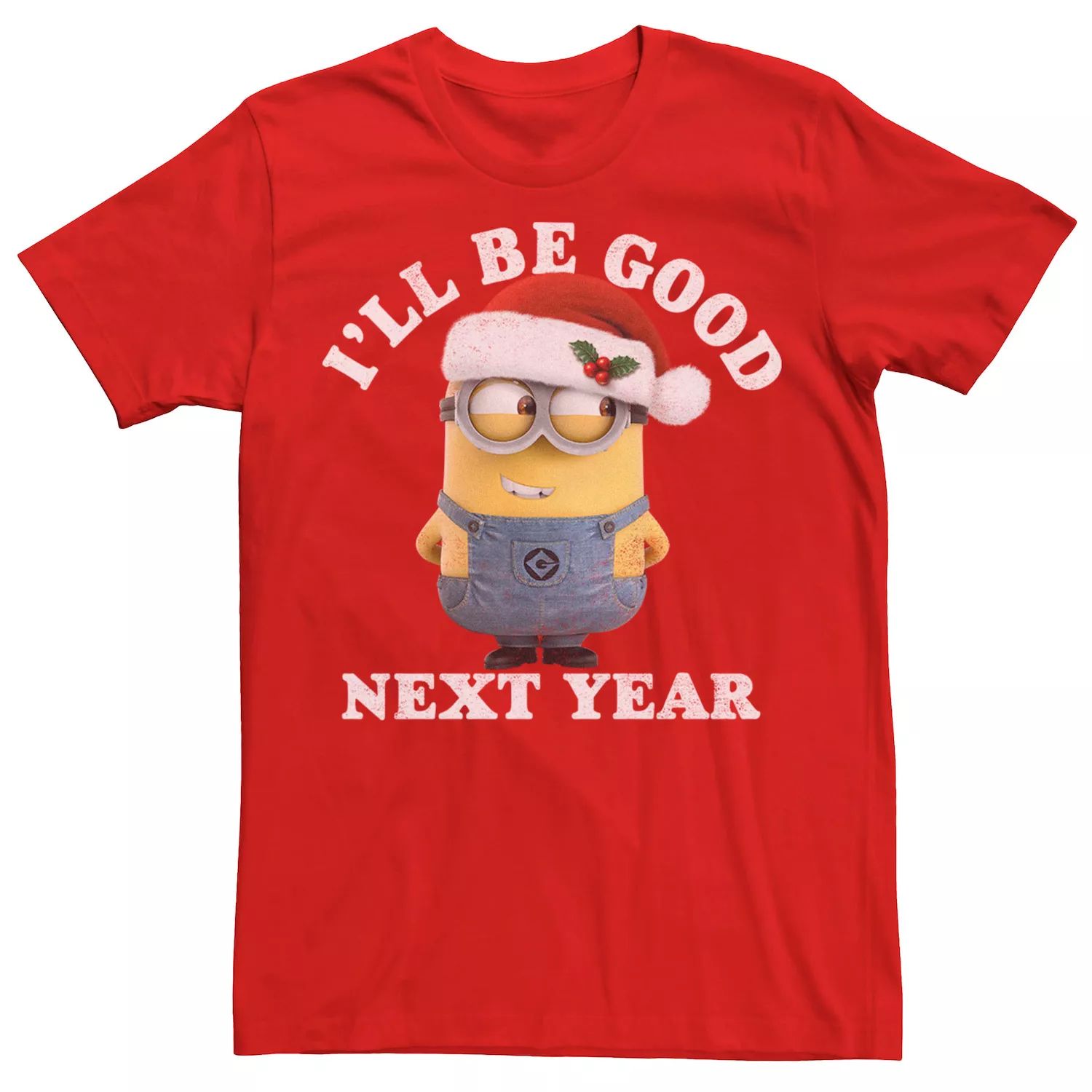 Мужская футболка «Гадкий я Миньоны, будь хорошим в следующем году» в виде шляпы Санты Licensed Character