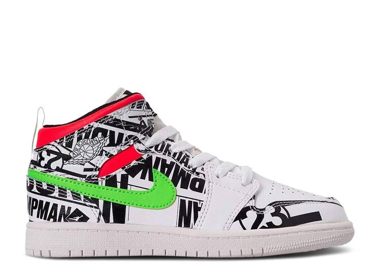 

Кроссовки AIR JORDAN 1 MID PS 'ALL OVER LOGOS', белый