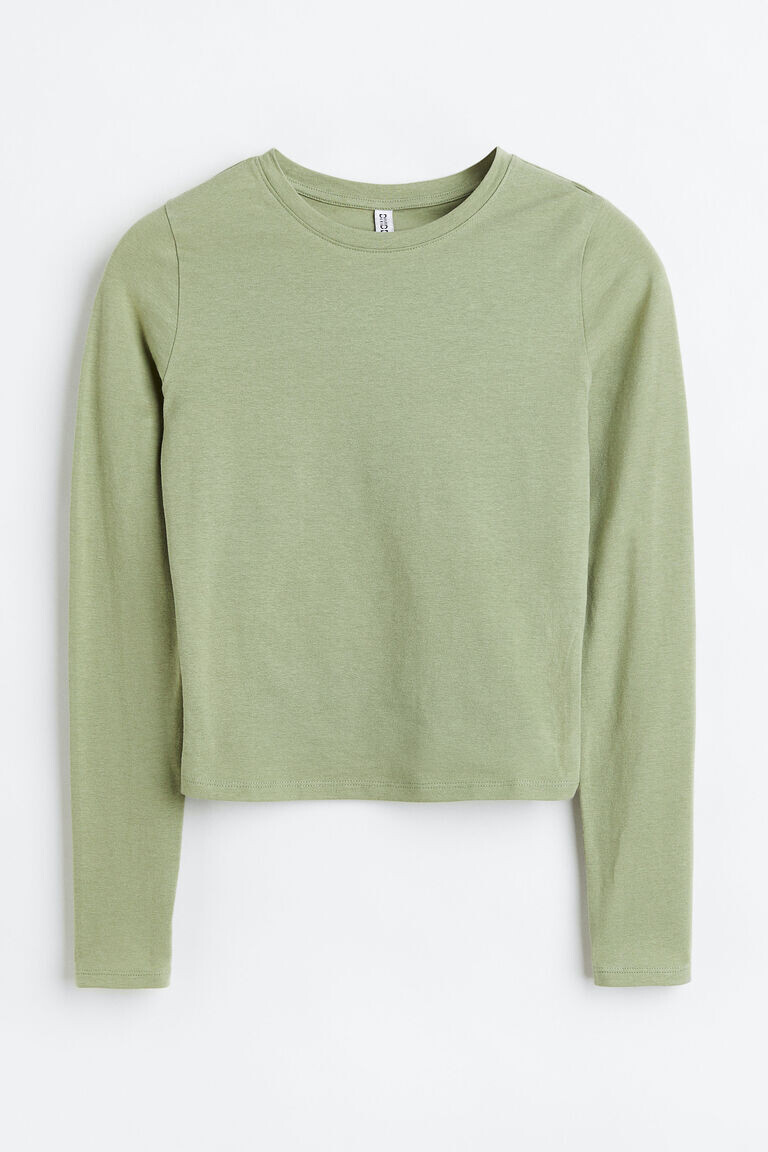

Короткий топ из джерси H&M, хаки