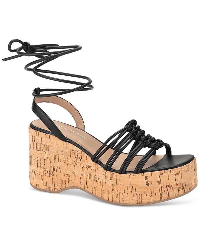 Сандалии Fallonn на платформе с завязками на щиколотке Sun + Stone, черный сандалии reeta на платформе на блочном каблуке sun stone